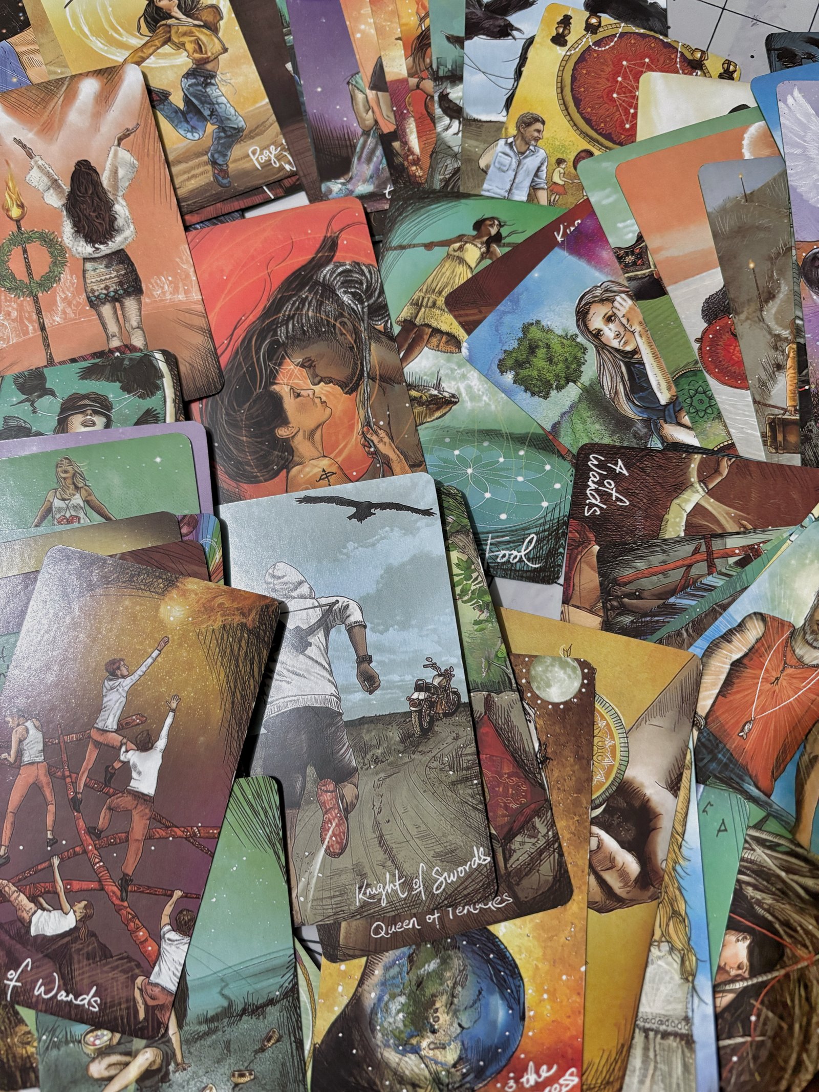 cartas de tarot de la baraja Light Seers esparcidas sobre la mesa